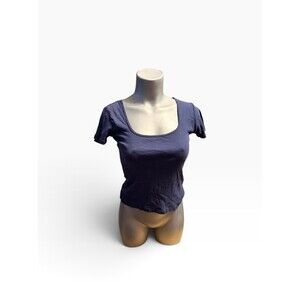 John Galt Brandy Melville scoopneck blue short sleeve T-shirt